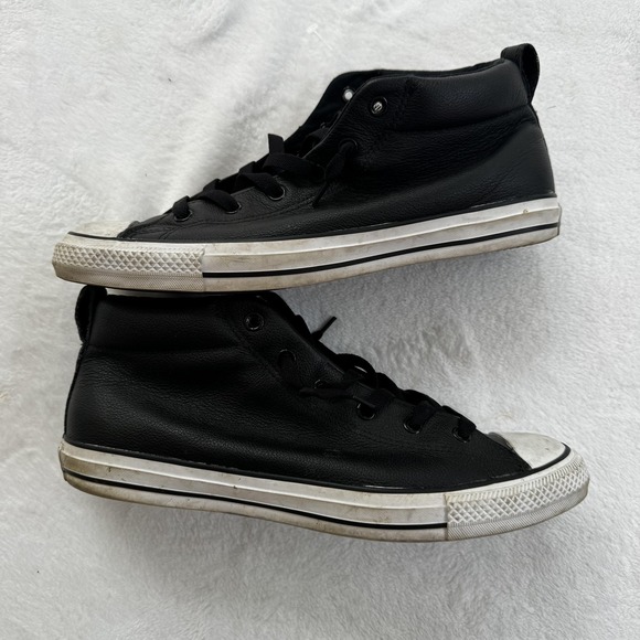 Converse Chuck Taylor All Star Shoes Mens Size 12 High Top Black Leather Sneaker - Picture 4 of 10
